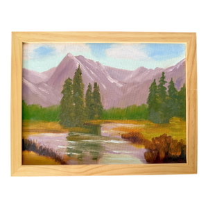 Impressionist Landscape Painting in Modern Maple Gallery Frame