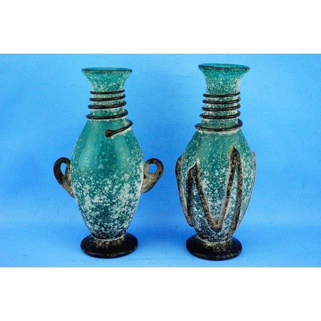 1970s Green and Black Murano Glass Vases by C. Zeta, Italy, 1970s, Set of 2 For Sale - Image 5 of 18