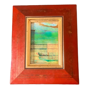 1970’s Original Abstract Painting Vintage Italian Tabletop Frame