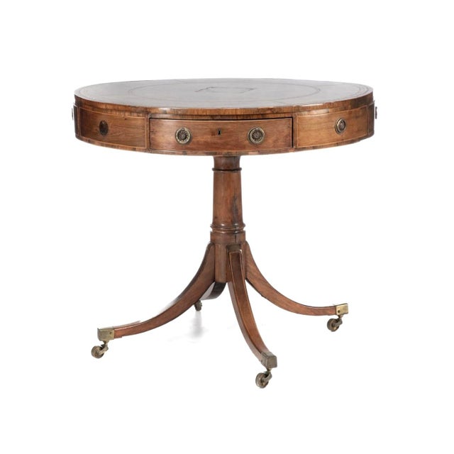 19th Century English Regency Mahogany Drum Table For Sale - Image 9 of 9