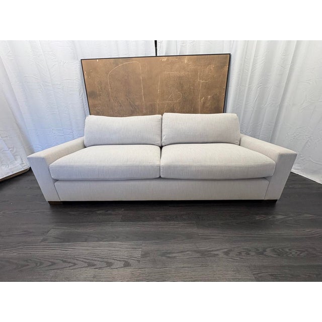 Dove Gray Rh Maxwell 8' Classic Sofa — 2-Cushion | Perennials Performance Linen Weave | Dove For Sale - Image 8 of 18