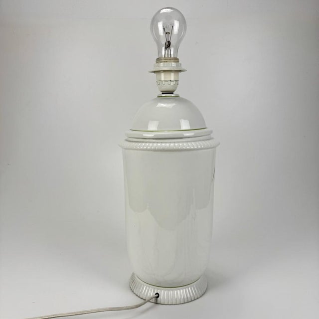 1960s Mid-Century Modern Italian Ceramic Hand Painted Palm Trees Table Lamp, 1960s For Sale - Image 5 of 9