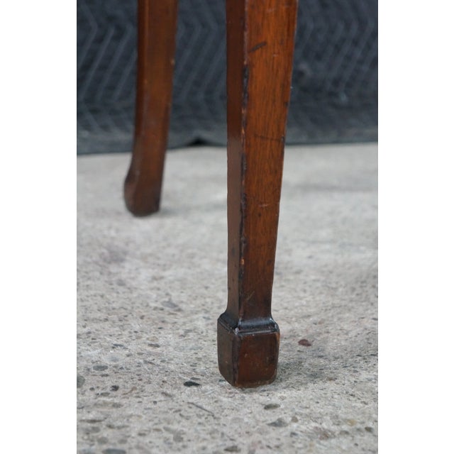 Wood Antique Hepplewhite Carved Mahogany Oval Wheel Back Dining Side Desk Chair For Sale - Image 7 of 18