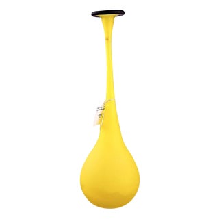 Vintage Vase in Yellow Satin Glass by Carlo Moretti from the 70s For Sale