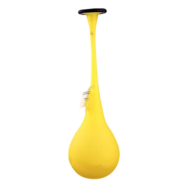 Vintage Vase in Yellow Satin Glass by Carlo Moretti from the 70s For Sale