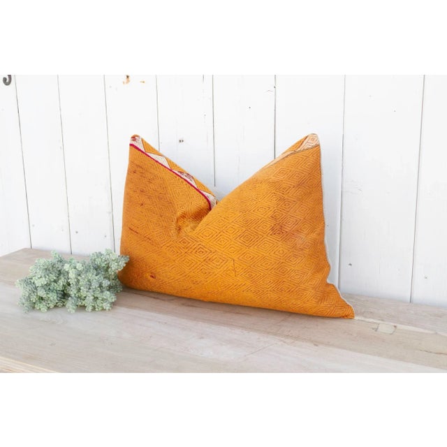 Gold Mica Silk Phulkari Pillow For Sale - Image 4 of 9