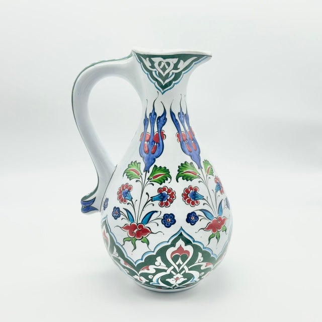 Handmade Ceramic Urn Vase (25cm) Vibrant Multi-Color Iznik Floral Garden Pattern – Traditional Turkish Decor For Sale - Image 6 of 7