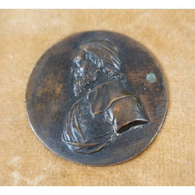 Traditional 20th Century Decorative Renaissance Style Copper Medallion in Frame For Sale - Image 3 of 5