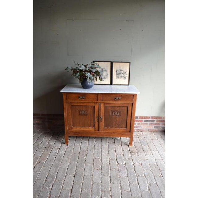 Art Deco Wardrobe in Oak with Marble Top For Sale - Image 12 of 12