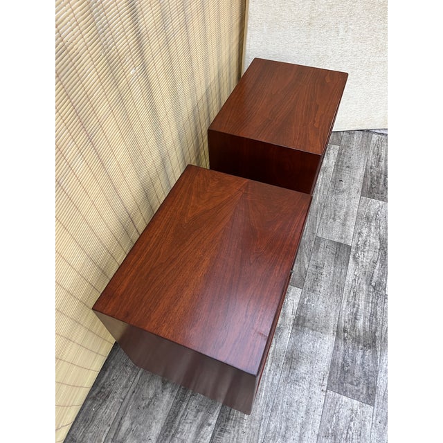 Cavalier A Pair of Refinished Mid Century Modern Nightstands by Cavalier Furniture. Circa 1960s. For Sale - Image 4 of 18