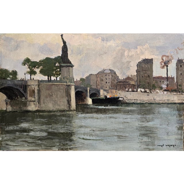 Jean-Louis Lefort –1910s Paris, Pont De Grenelle & Statue of Liberty–Oil Painting For Sale - Image 4 of 12