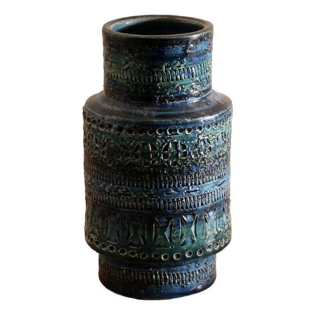 Rimini Blu Ceramic Vase by Aldo Londi for Bitossi, Italy, 1960s For Sale