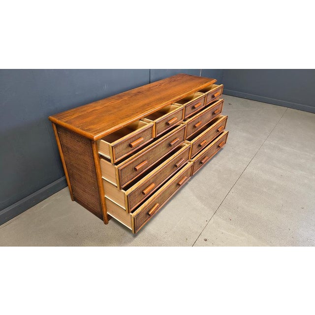 1970s Vintage Rattan and Bamboo Chest of Drawers, 1970s For Sale - Image 5 of 12