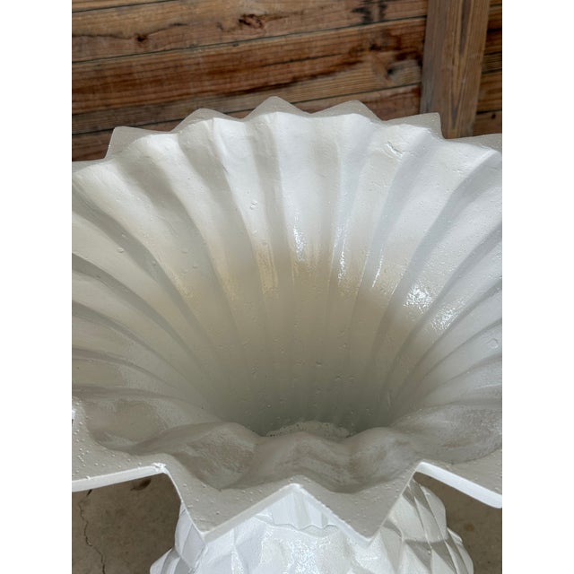 Vintage Cast Metal Sculptural Coastal Regency Pineapple Planters For Sale - Image 4 of 12