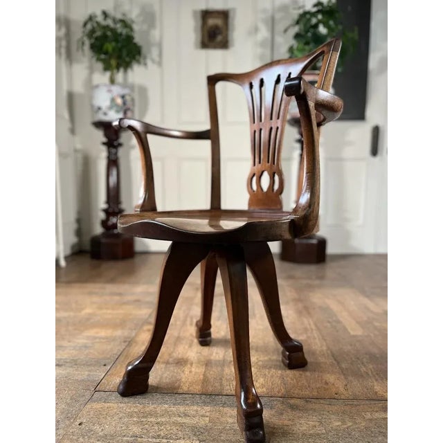 Wood Antique Desk Chair from Howard & Sons, 1890s For Sale - Image 7 of 9