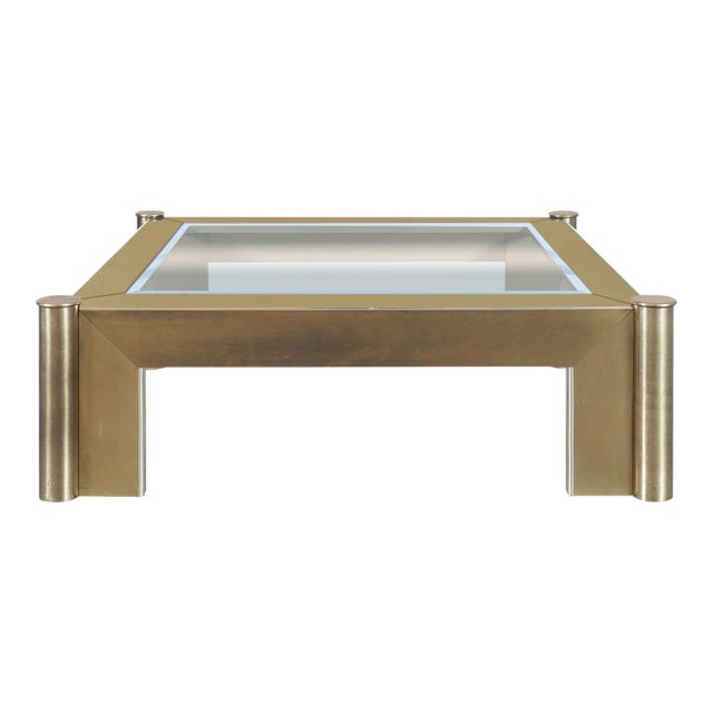 Vintage Brass and Glass Coffee Table Attributed to Mastercraft For Sale