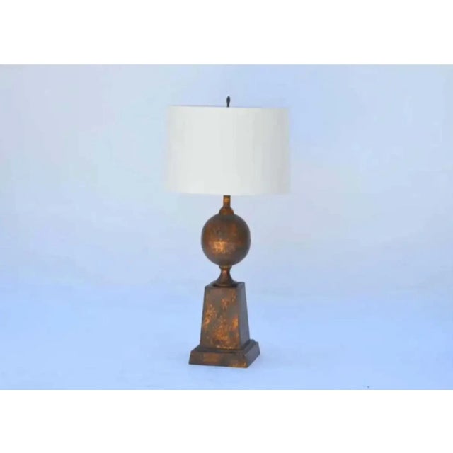 Neoclassical 1970s Large Gilt Tole Neoclassical Lamp Base For Sale - Image 3 of 9