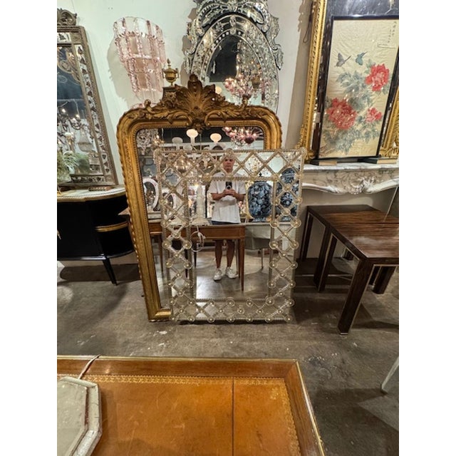 Modern Murano Glass "Lattice" Mirror in Light Gold For Sale In Dallas - Image 6 of 6