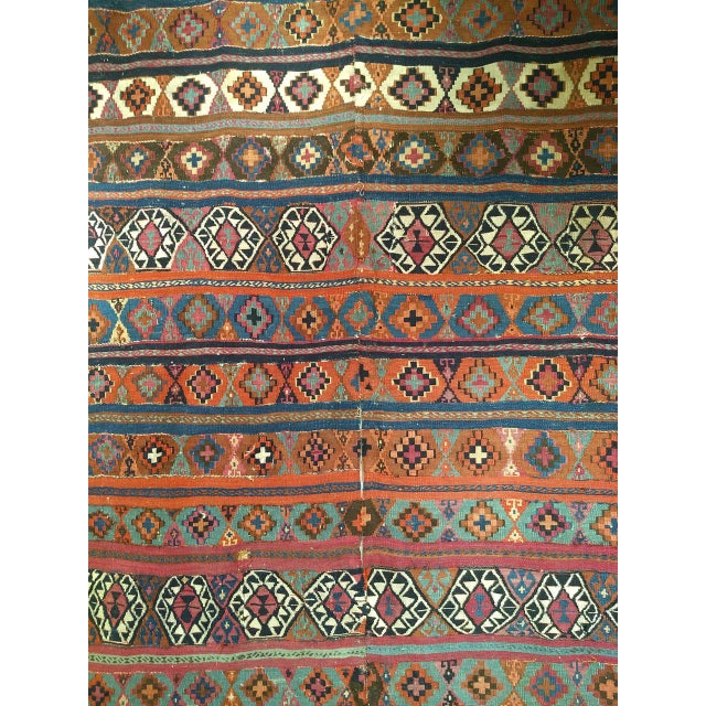 This exceptional 19th century Caucasian Shirvan kilim is an outstanding example of early tribal textile art from the...