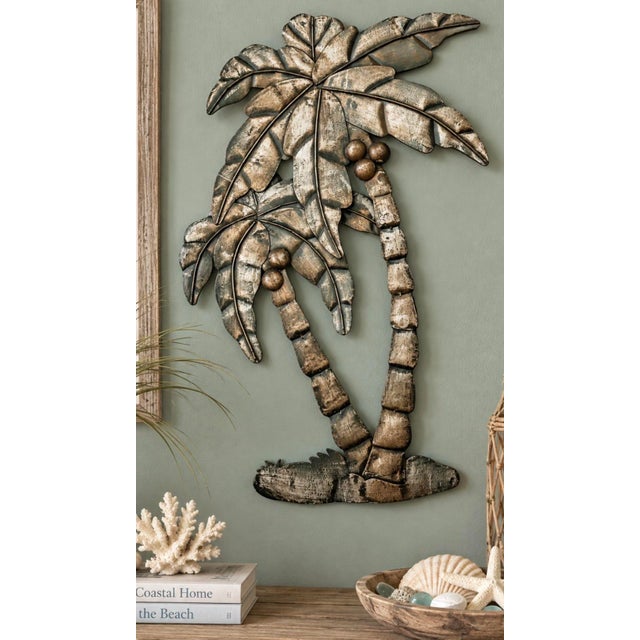 Late 20th Century Vintage Late 20th Century Tropical/ Coastal Metal Palm Tree Wall Art Sculpture For Sale - Image 5 of 5