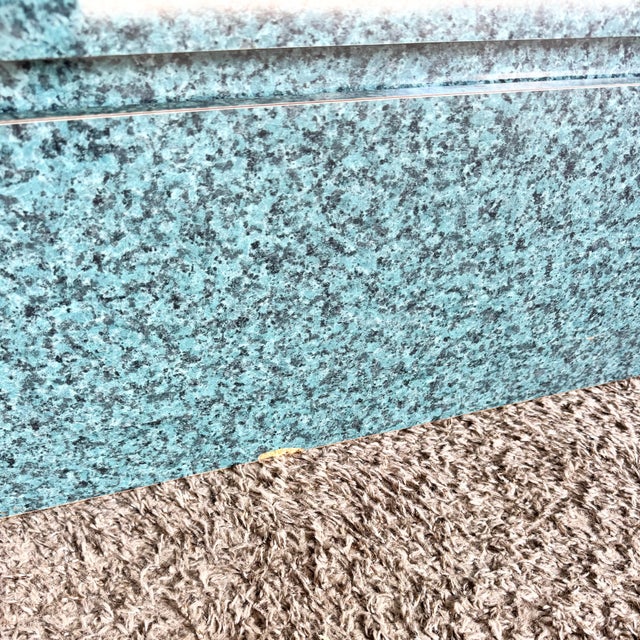 1980s Postmodern Faux Teal Granite Laminate Waterfall Armoire For Sale - Image 9 of 9