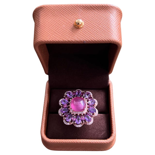 Classic Italian Bochic "Capri" Ruby & Amethyst Ring Set In 18K Gold & Silver For Sale - Image 15 of 18