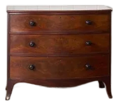 Early 19th Century 3 Drawer Mahogany Bowfront Chest With Wooden Knobs