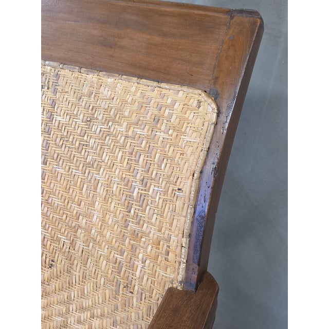 Brown Vintage 1950s Dutch Colonial Teak Lounge Chair With Herringbone Caned Seat For Sale - Image 8 of 17