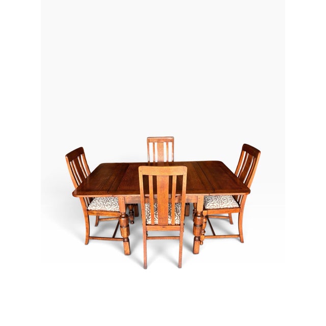 English 1930s Solid Quarter Sawn “Tiger Oak” Draw Leaf Table For Sale - Image 3 of 11