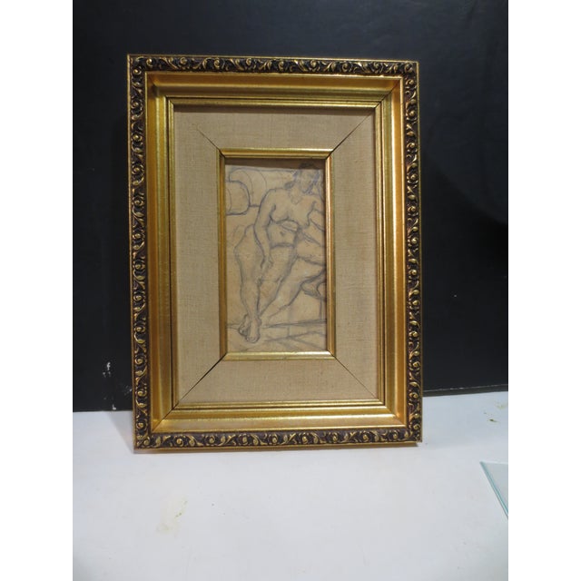 Beige Russian Pencil Drawing by Sacha Moldovan Circa 1915 For Sale - Image 8 of 8