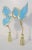 Mid-Century Modern Tall Vintage Italian Tole Leaf Lamp Finials. Gold Leaf Patina, Sky Blue, a Pair For Sale - Image 3 of 3