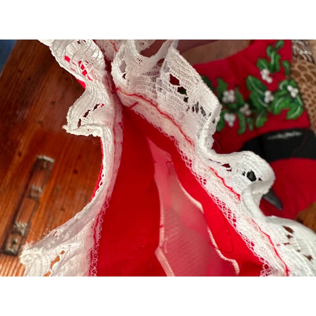 Red Vintage Mallard and Goose Christmas Stockings-A Pair For Sale - Image 8 of 10