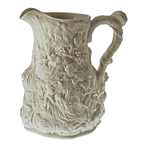 Antique Faux Bois Staffordshire Adams Pottery Matte White Serving Jug Pitcher