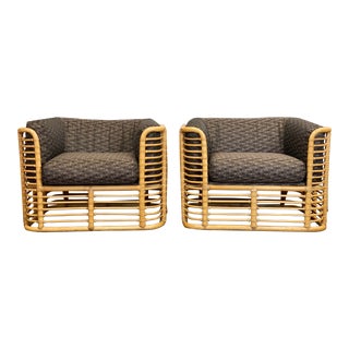 1980s McGuire Bamboo Club Chairs - a Pair For Sale