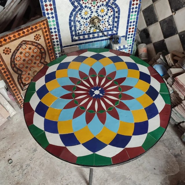 Moroccan Mosaic Tile Handmade Ceramic Table For Sale - Image 6 of 6