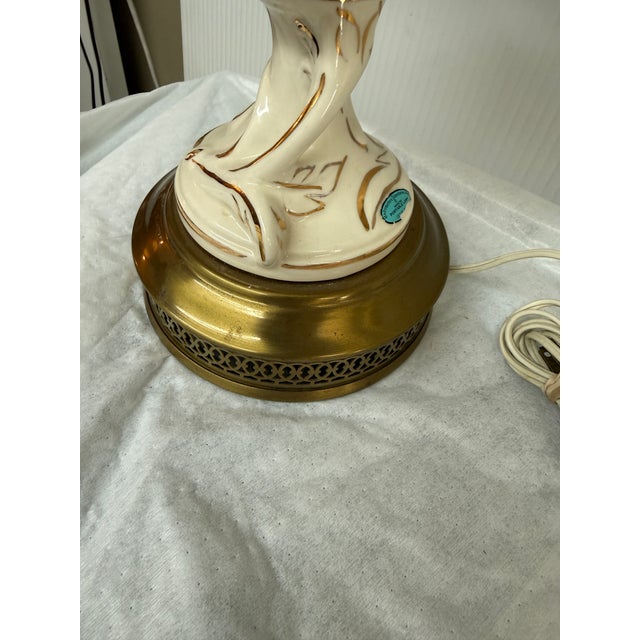 White Porcelain With Gold Swirls Table Lamps, Pair For Sale - Image 10 of 12