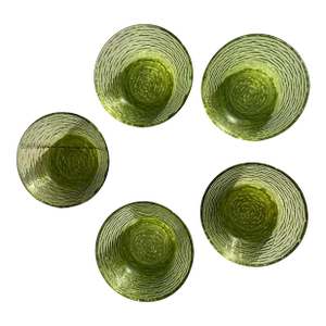 Mid-Century Modern Anchor Hocking Crinkle Glass Bowls- Set of 5
