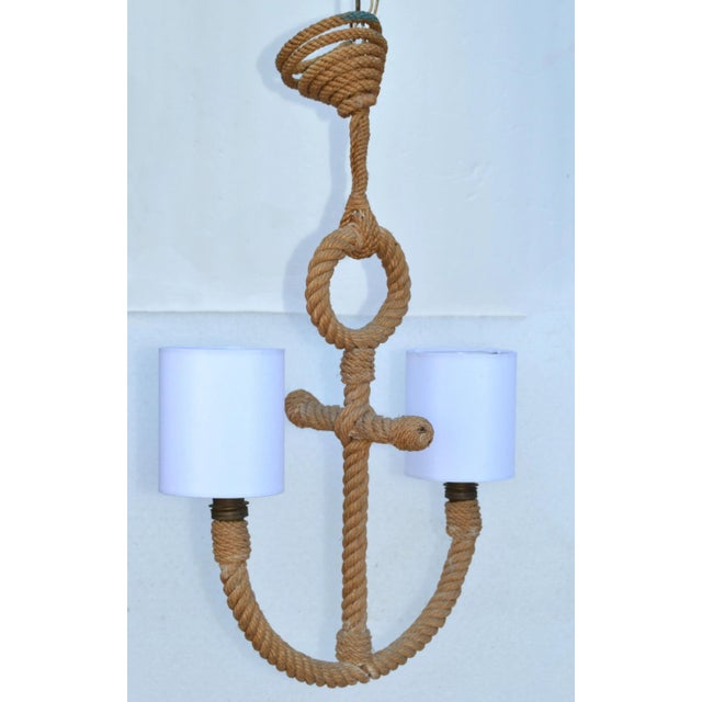 Audoux Minet 2-Light Handwoven French Rope Chandelier Nautical Anchor Design For Sale - Image 13 of 13