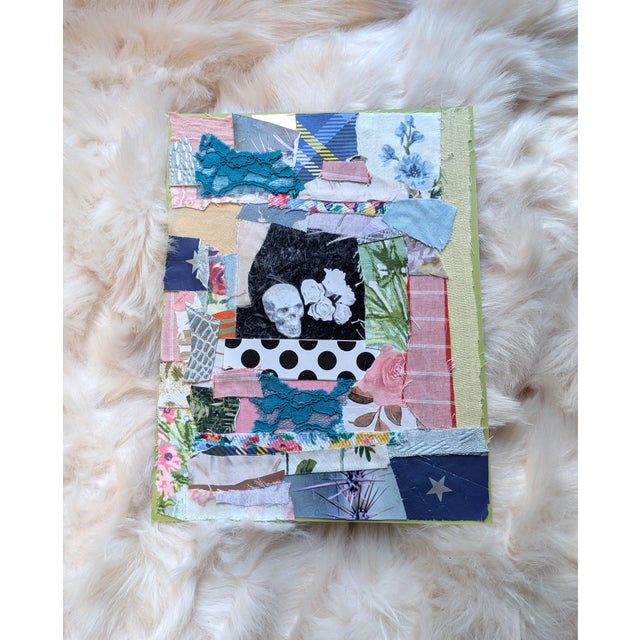 Contemporary Abstract Skull and Roses Maximalist Mixed Media Collage For Sale - Image 6 of 7