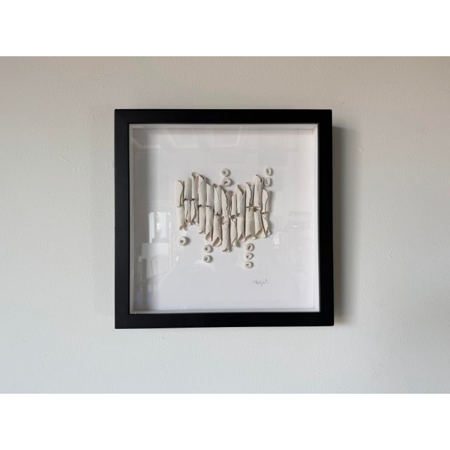 Contemporary 1990s Vintage Signed C. Marhg Sirt Organic Ceramic Wall Sculpture in Shadow Box Frame For Sale - Image 3 of 12