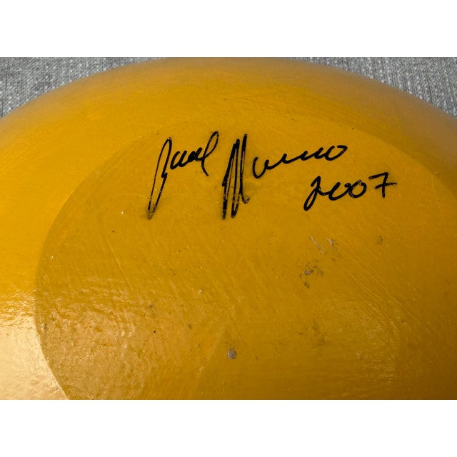 Yellow Hand Painted Decoupage Wooden Rabbit Bowl Paul Munro For Sale - Image 8 of 9