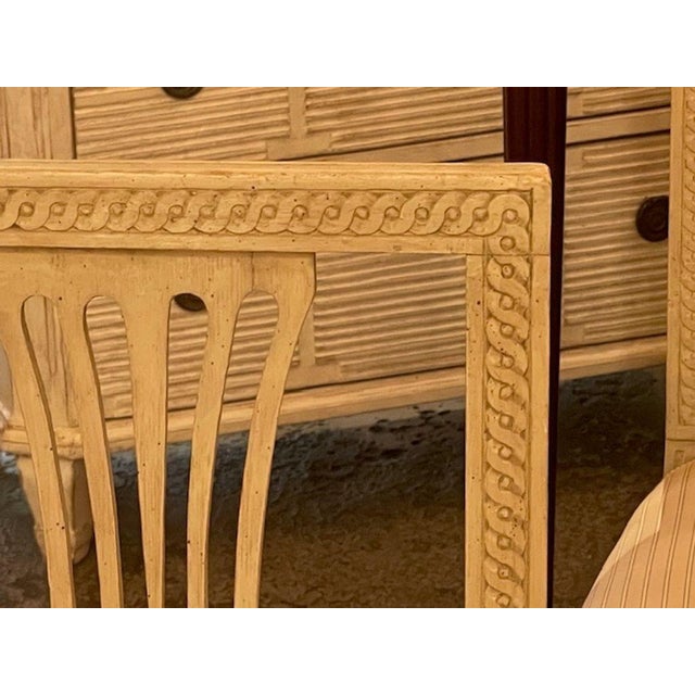 Wood Set of 4 Late 19th C. Swedish Carved and Painted Side Chairs For Sale - Image 7 of 8