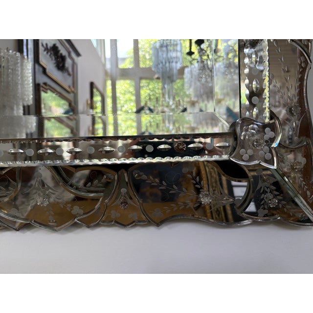 1940s Etched and Beveled Venetian Mirror For Sale - Image 10 of 12