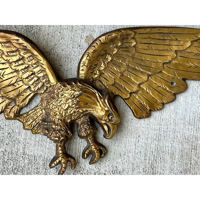 Vintage Gold Painted Metal Eagle Wall Sculpture For Sale - Image 9 of 17