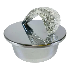 Mid-Century Modern Chrome and Sculpted Glass Trinket Box.