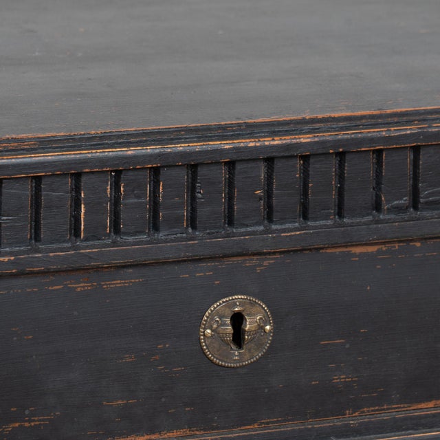 Pair, 19th Century Black Painted Swedish Gustavian Chest of Three Drawers For Sale - Image 13 of 18