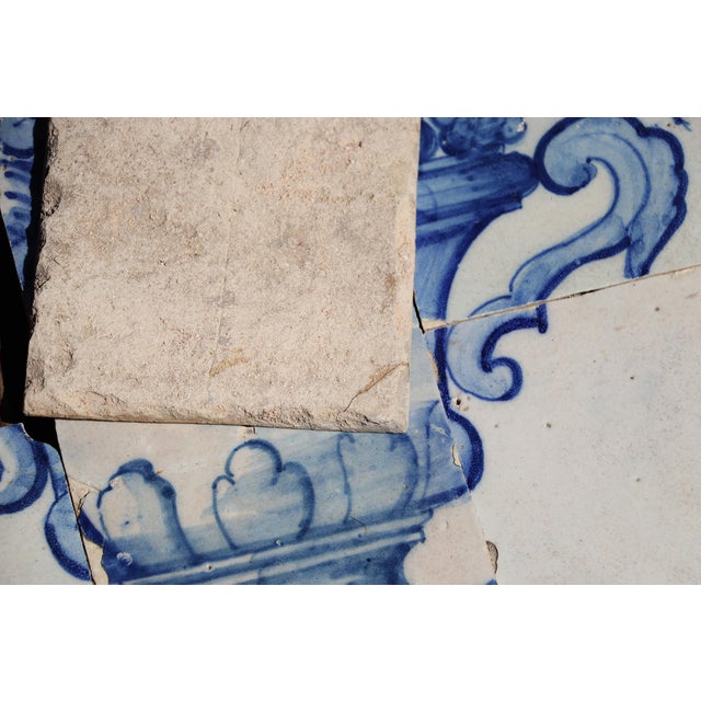 Tile Mural Panel Depicting a Baroque Jardinière With Flowers, Portuguese, 18th Century For Sale - Image 16 of 16