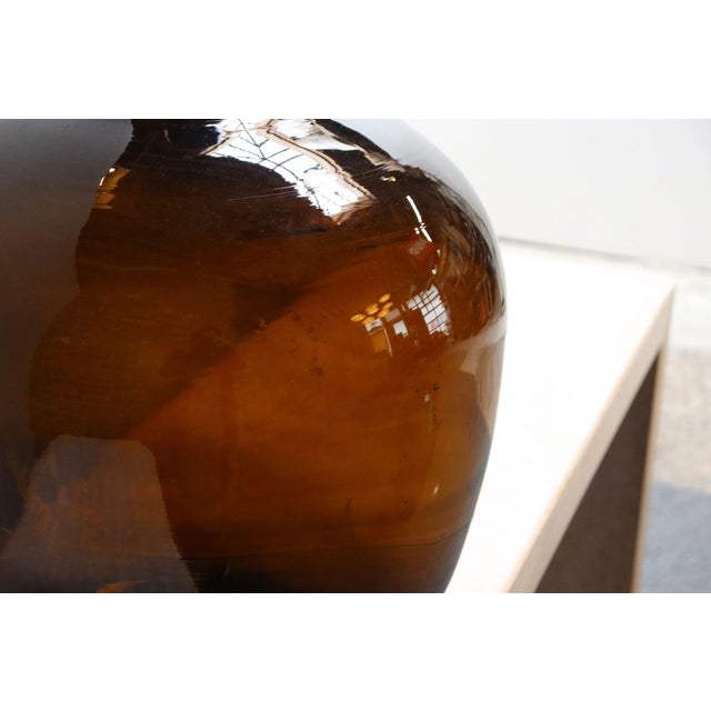 Vintage French Amber Glass Demijohn / Bonbonne Ambrée Brune For Sale - Image 9 of 12