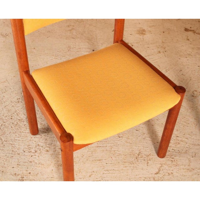 Gold Vintage Danish Teak Dining Chairs with Yellow Fabric Upholstery, 1970s, Set of 4 For Sale - Image 8 of 12