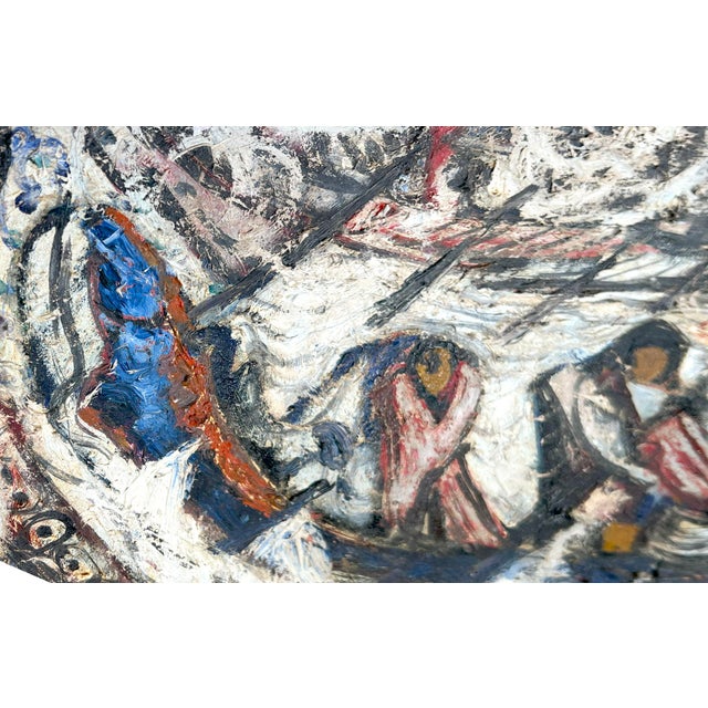 Mid-Century Modern Dragon Boats Chinese New Year San Francisco Bay Area Original Oil on Canvas 1960 by Peter Lowe For Sale - Image 3 of 8